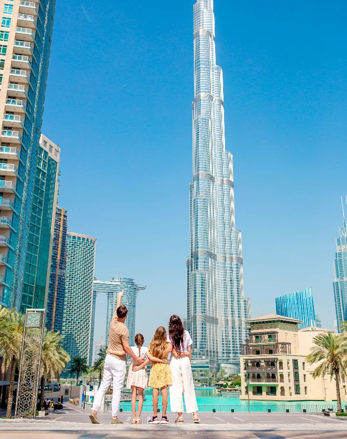 Family visiting Burj Khalifa